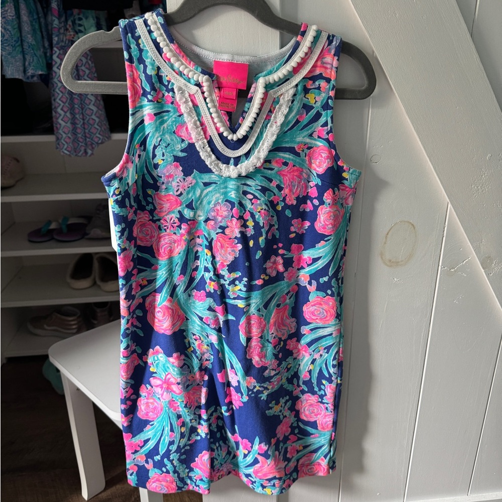 Lilly Pulitzer Navy and Pink Floral Tank Top